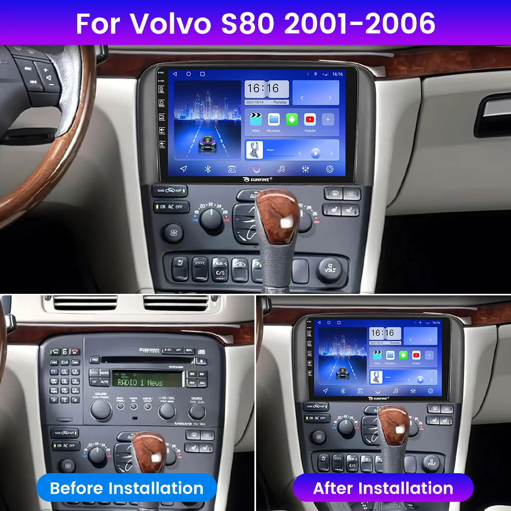 Android Car Radio For Volvo S80 2001-2006 Car Stereo 2Din Octa Core GPS Navigation Player IPS Screen Carplay Android Auto