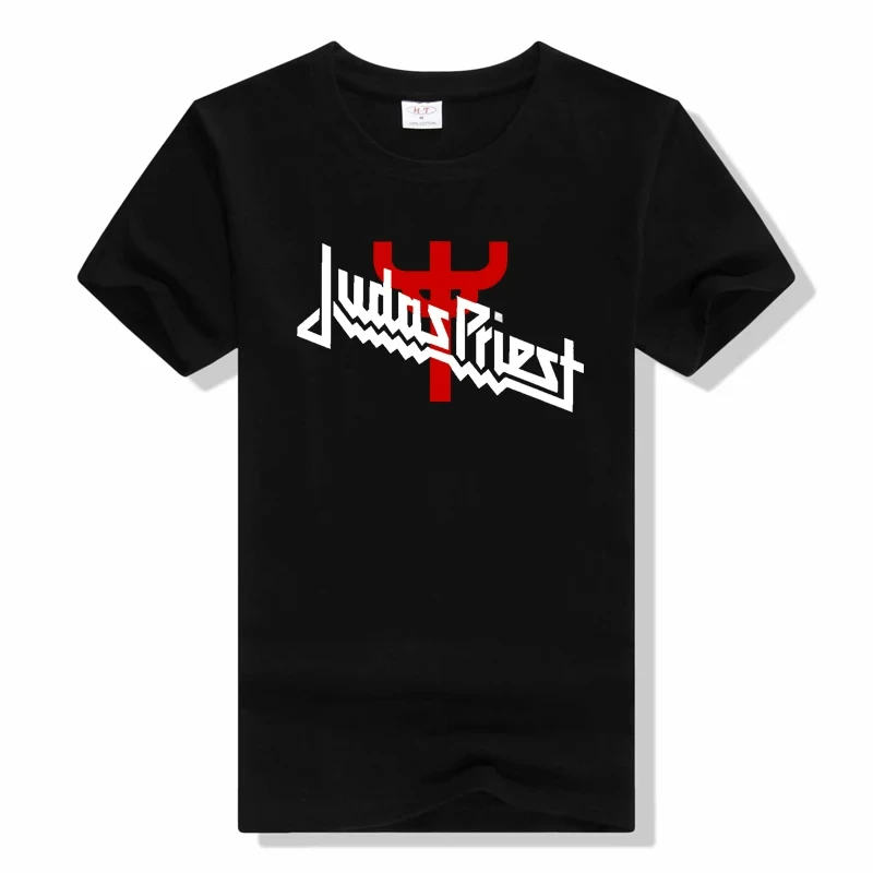 Men\'s Cotton T-shirt Judas Priest Printed T-shirt Streetwear with brass band Heavy metal T-shirt Blazer Short sleeve T-shirt