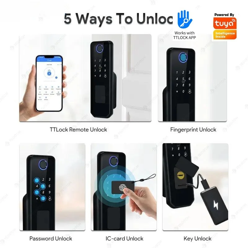 Password Lock Outdoor Waterproof Iron Door Lock Fingerprint Smart Apartment Multi-language Tuya Bull Head Lock