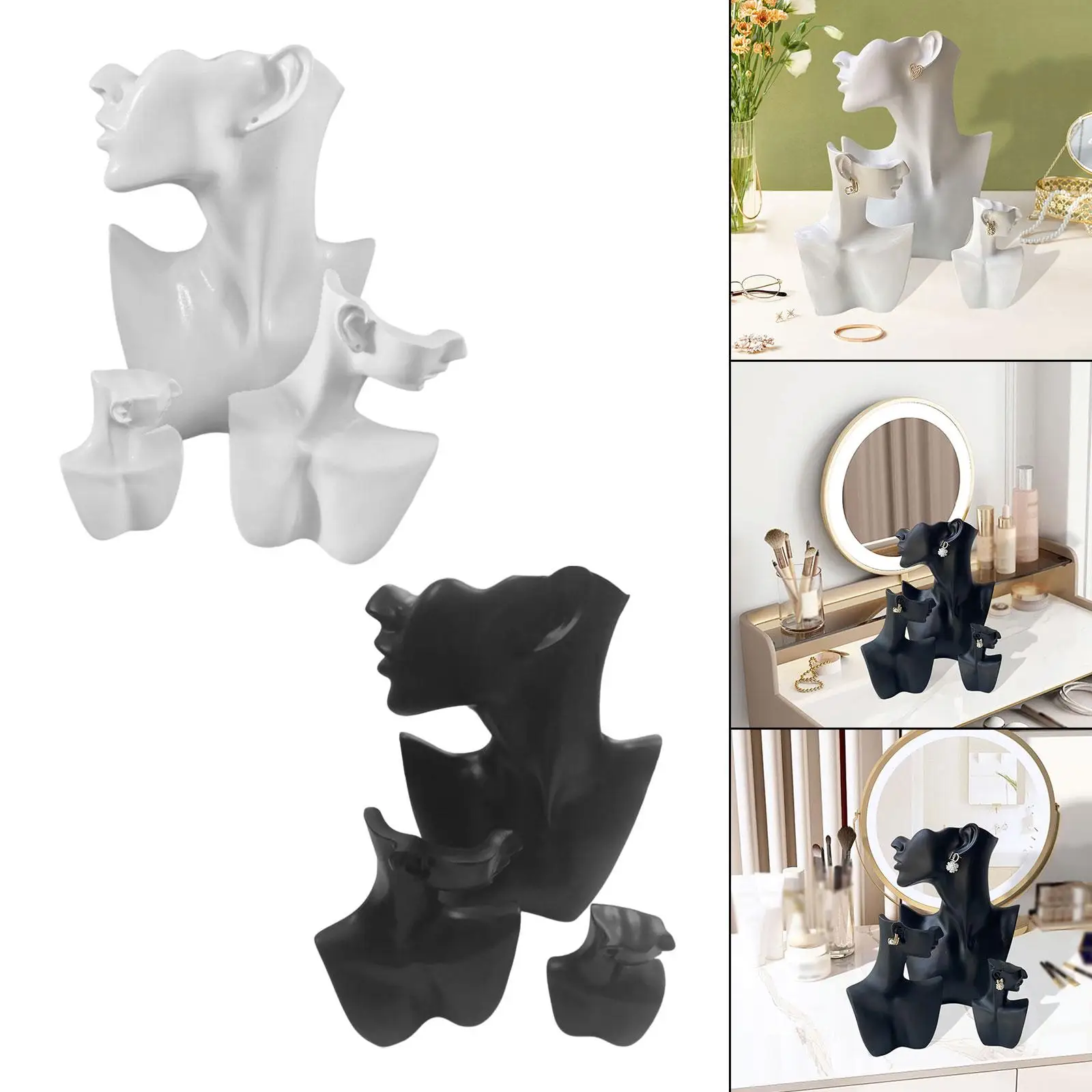 

Set of 3 Jewelry Bust Holder Showcase Stand Versatile Lightweight Side View