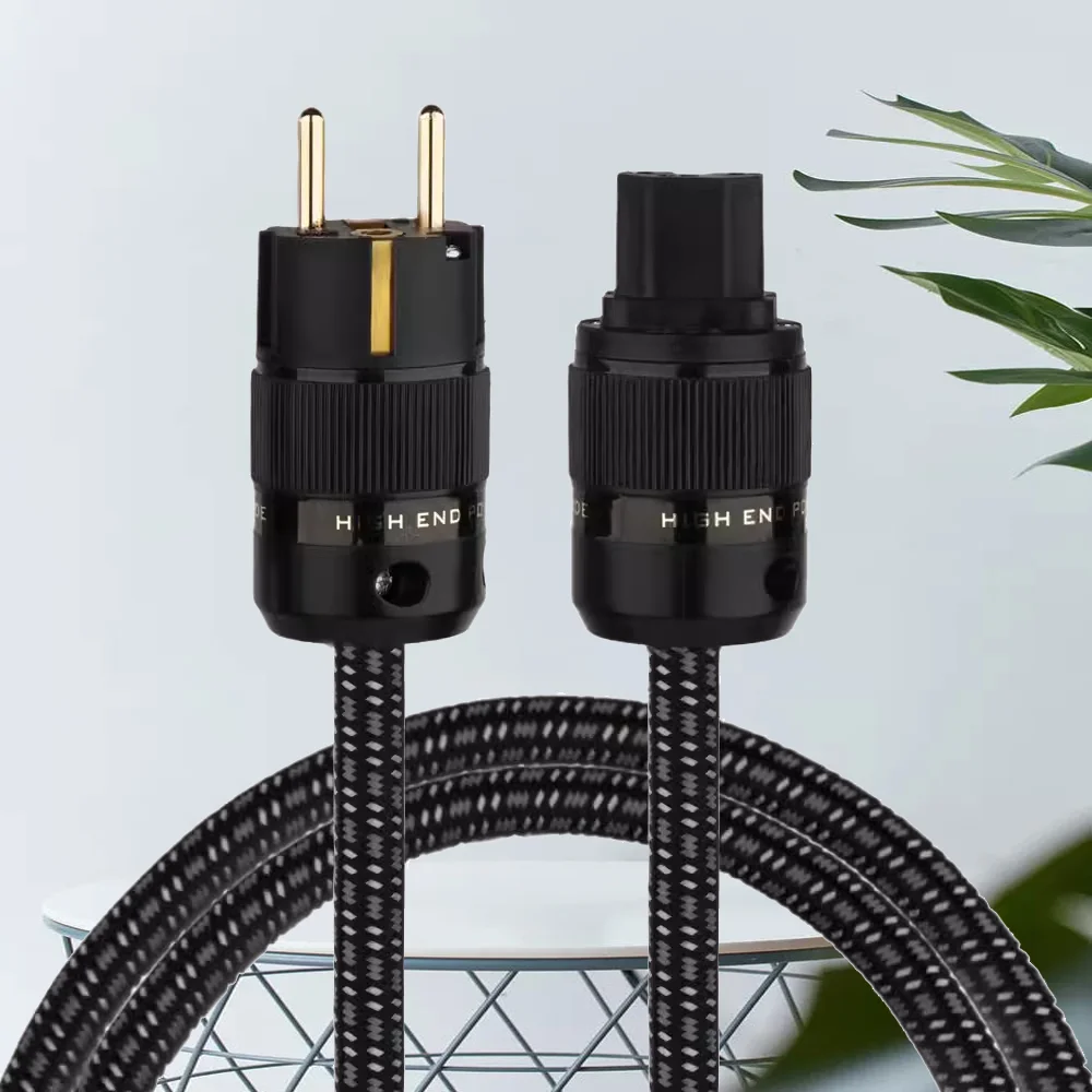 

Preffair D524 OFC Copper Schuko Mains Power Cord Cable HIFI EU/US Power AC Extension Cable Audiophile for Amplifier CD DVD 13AWG