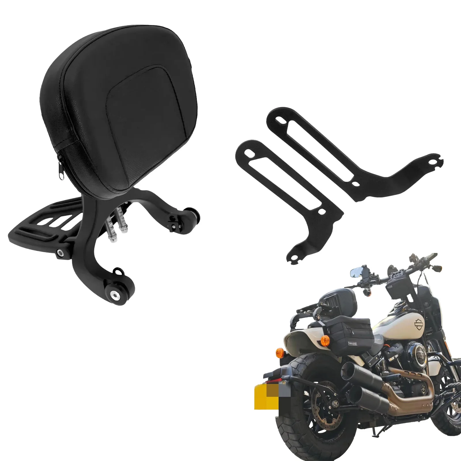 For Harley Fat Bob 114 FXFB 2018-Later Multi Purpose Adjustable Sissy Bar Detachable Motorcycle Driver Passenger Rear Backrest
