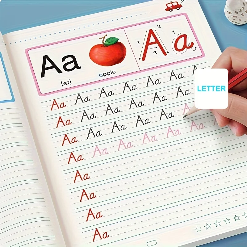 مصنف تتبع الحروف الأبجدية والأرقام، كتاب ممارسة الكتابة، أنشطة التعلم لمرحلة ما قبل المدرسة، كتاب الخطوط الموجهة للتتبع ABC #2