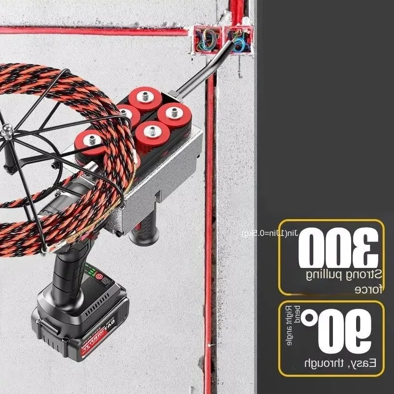 Brushless Electric Threading Load Lithium Battery Powered Tube Puller with 30M Cable for Decoration and Communication Projects
