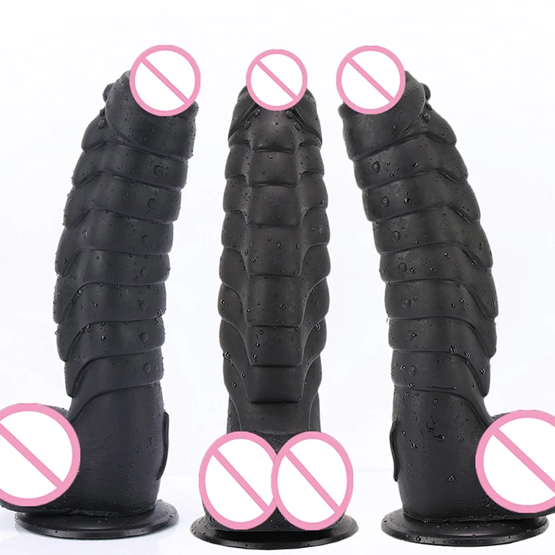 6.6cm Diam Realistic Animal Dildo Dinosaur Scales Penis Huge Horse Cock Strapon Suction Cup Anal Sex Toys Vaginal Penetration