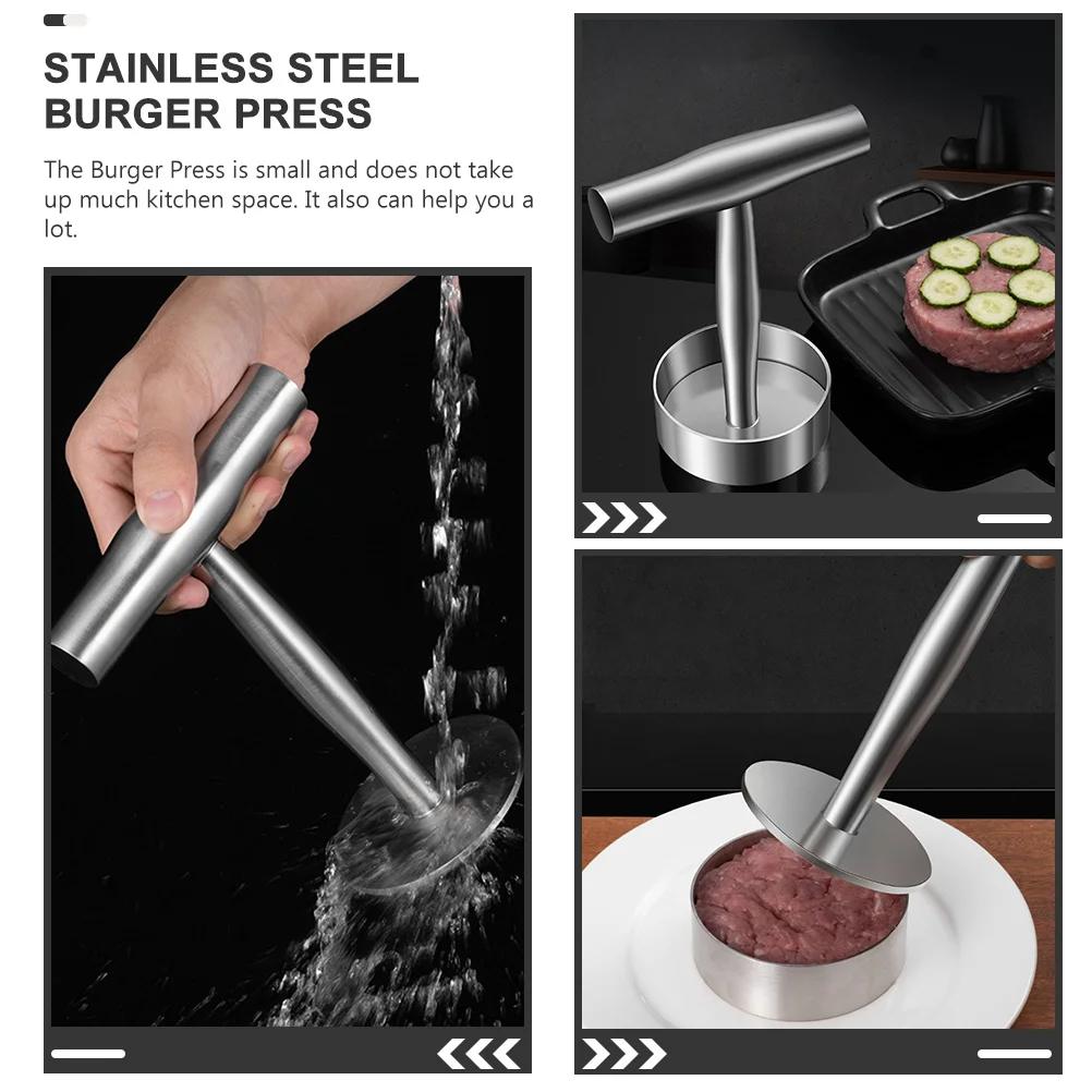 

Stainless Steel Burger Press Manual Patty Maker Non-Stick Mold Durable Rivets Stable Handle Easy Shape Long Lasting Kitchen Tool