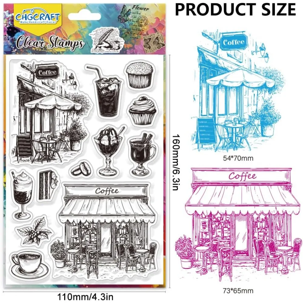Coffee Shop Stamps Latte Coffee Stamps Transparent Stamps for Journaling Card Making DIY Handmade Photo Album Notebook
