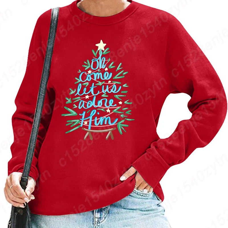 Christmas Sweatshirt for Women Funny Christmas Tree Christian Shirt Crewneck Long Sleeve Xmas Jesus Faith Tops