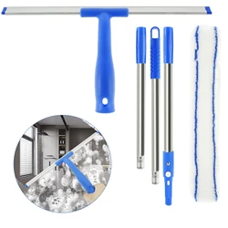 Window Squeegee Professional Window Cleaning Tool Kit Squeegee and Scrubber with 53inch Stainless Steel Pole