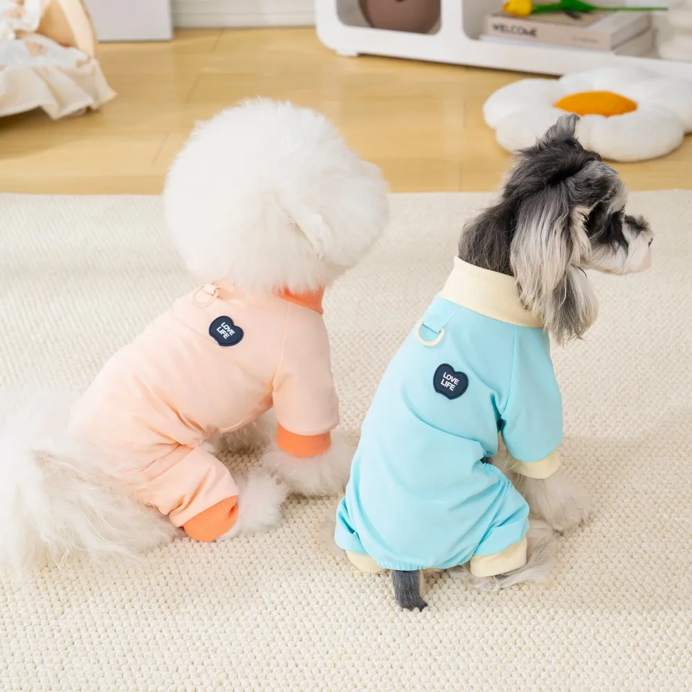 Korea Style Pet Dog Casual Jumpsuit Windproof Breathable Dog Pajamas Comfortable Soft Dog Indoor Outfit Apparel