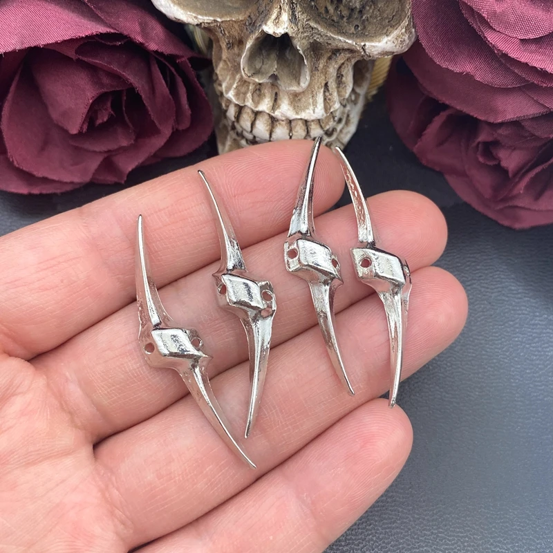 10 Stück 49*10mm Vintage Punk Dornige Silberne Spike-Anhänger Passend für Halsketten Ohrringe Schmuckherstellung DIY Schmuckzubehör