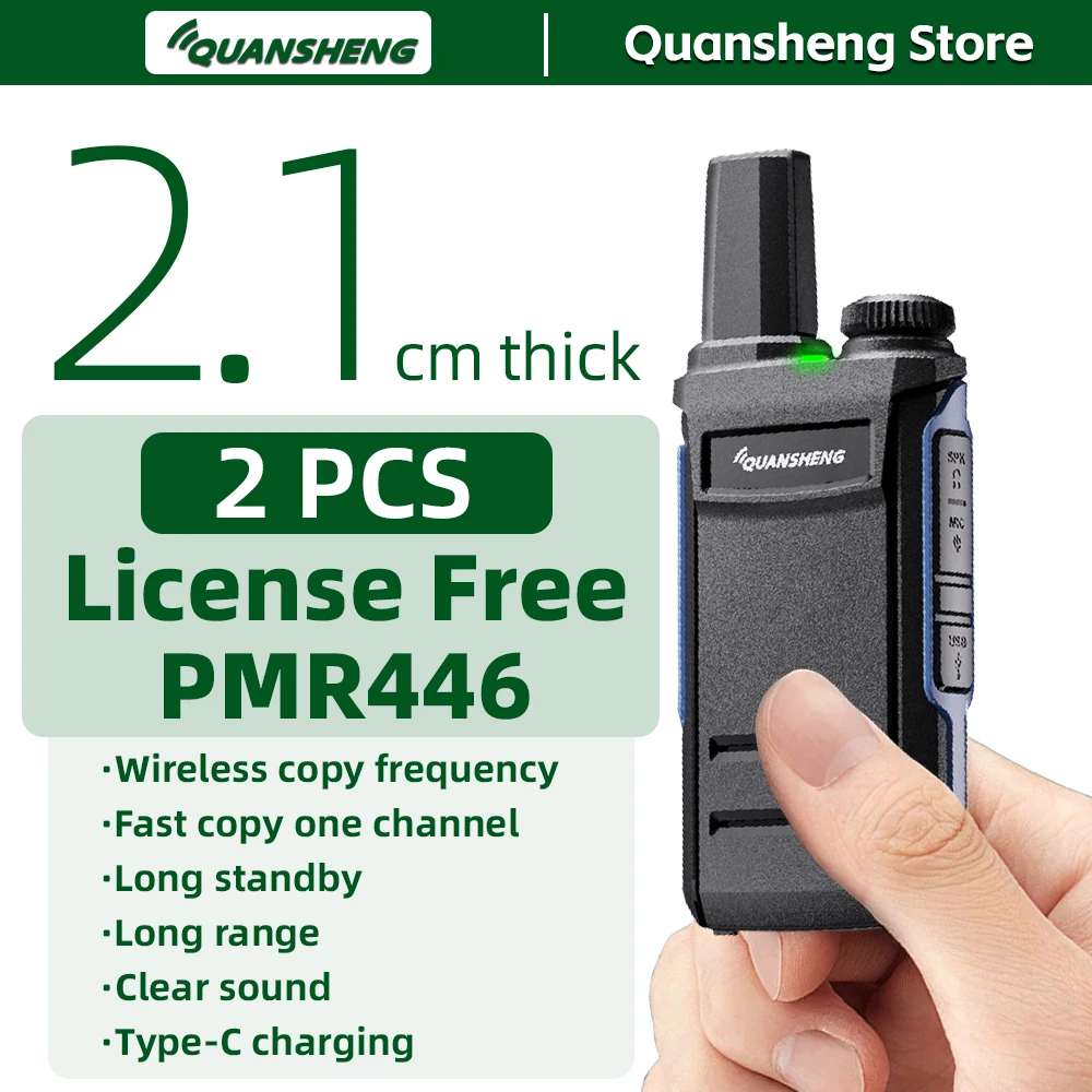 Quansheng Mini Walkie Talkie PMR446 Long Range Walkier Wireless Set Hunting Camping Communication Two Way Radio Kids Toy Gift