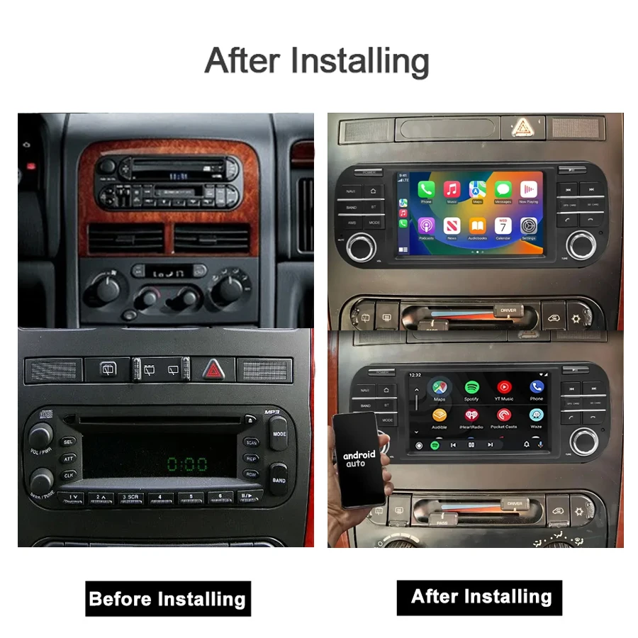 Carplay Android 13 Car Radio Navigation 12+256GB GPS Multimedia Player For Jeep Grand Cherokee Liberty Wrangler Chrysler Dodge