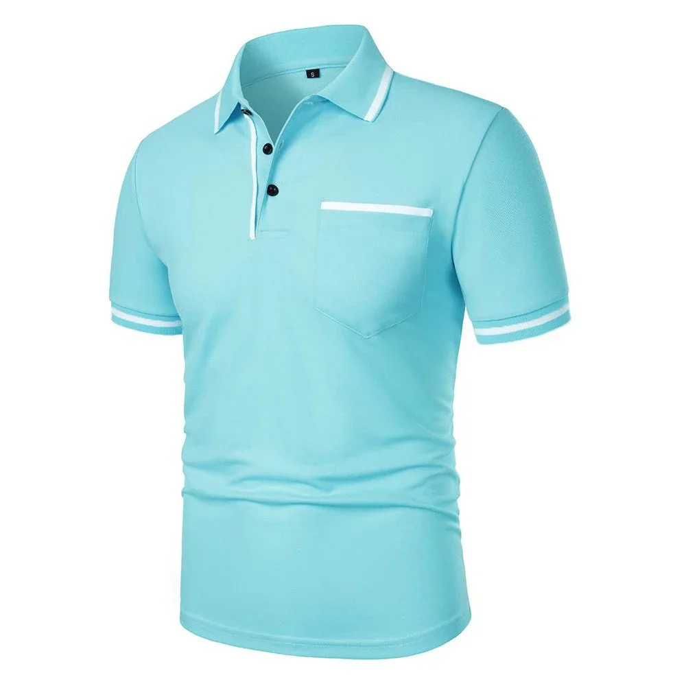 Herren Sommer Neues Modisches Kurzarm-Poloshirt, Lockeres Lässiges Poloshirt mit Tasche, Atmungsaktives Männer-Oberteil – Detail 21