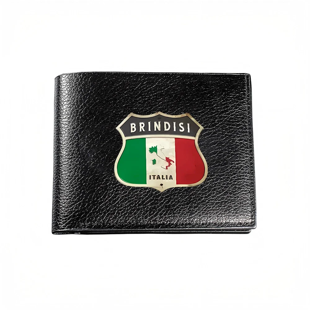 Brindisi Italia Shield Design Men's Wallet Card Holder Fashion Business Casual Style Print Pattern Elegant Everyday Accessory