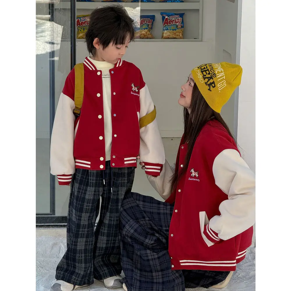 冬韓国スタイル家族マッチングジャケット男の子女の子親子フリース裏地コート暖かい服家族写真撮影ホリデーギフト