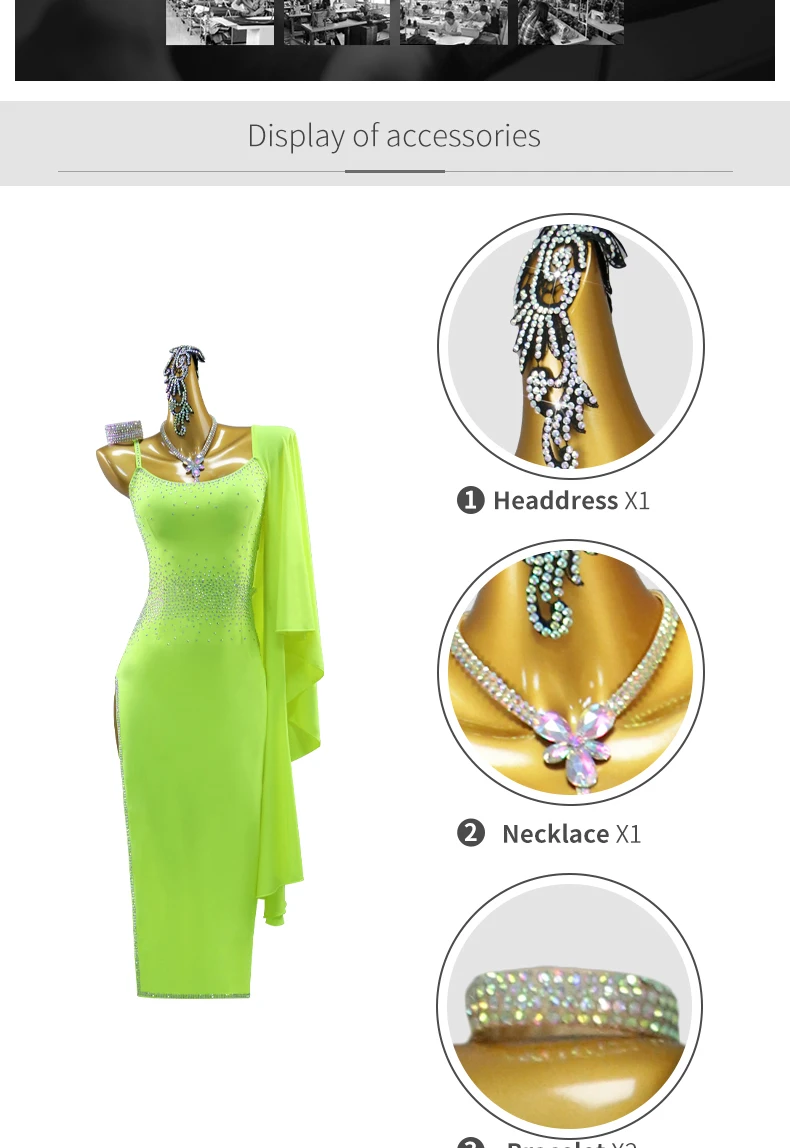 Lateinamerikanisches Tanzkostüm für Damen 2026, Samba-Kleid für Mädchen, Performance-Anzug, lange Outfits, Sport-, Abend-, elegante, Party- und Ballkleidung – Detail 4