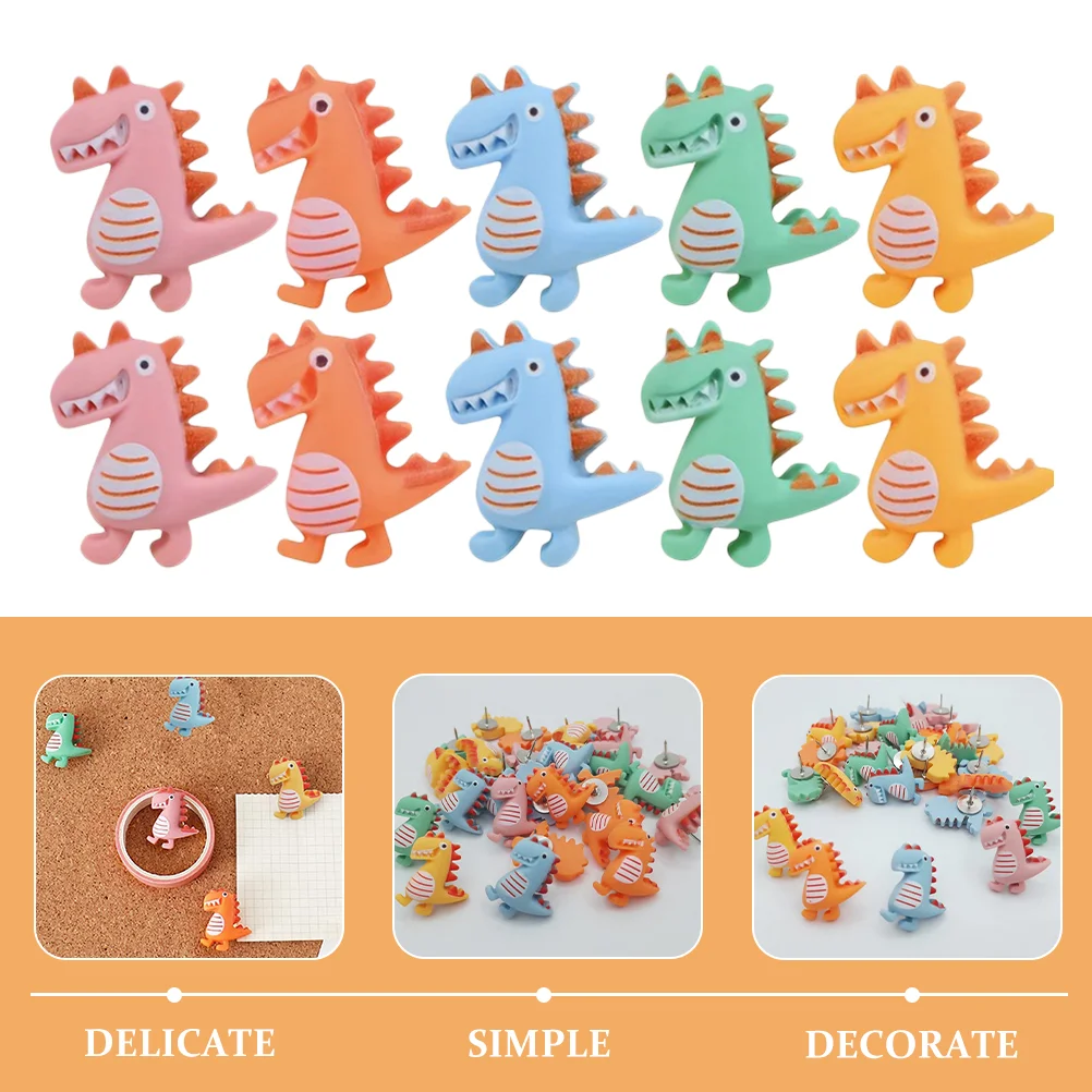 20 Pcs Dinosaur Pin Decorative Push Pins Cork Board Accessories Cute Desk for Women Office Supplies Thumbtacks Hanging