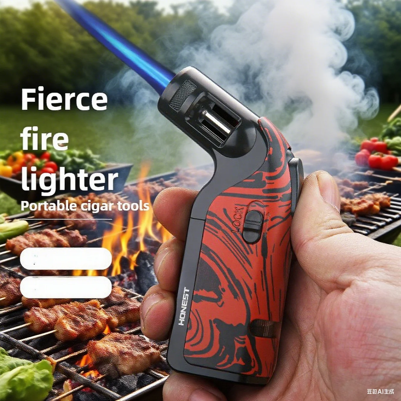 

Honest Lighter New Jet Gas Lighters Windproof Moxa Lighter Outdoor BBQ Cigar Lighter Fierce Fire Portable Jet Lighters Gadgets