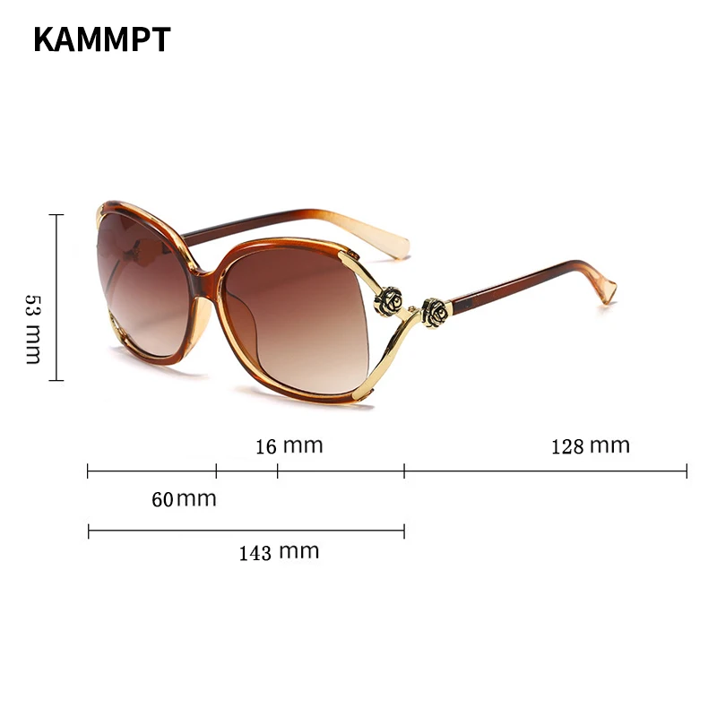 KAMMPT Stylish Red Trends Shades Flower Chain Design Decoration Women\'s Sunglasses Outdoor Driving Hiking Ladies Sun Glasses