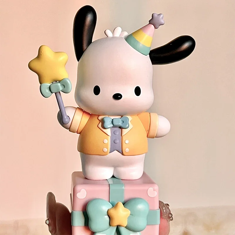 Sanrio Family Pochacco Dog Happy Party Series Dekoracja Anime Figurka Dekoracja Kawaii Figurka Model Zabawki Trend Zabawki Prezent