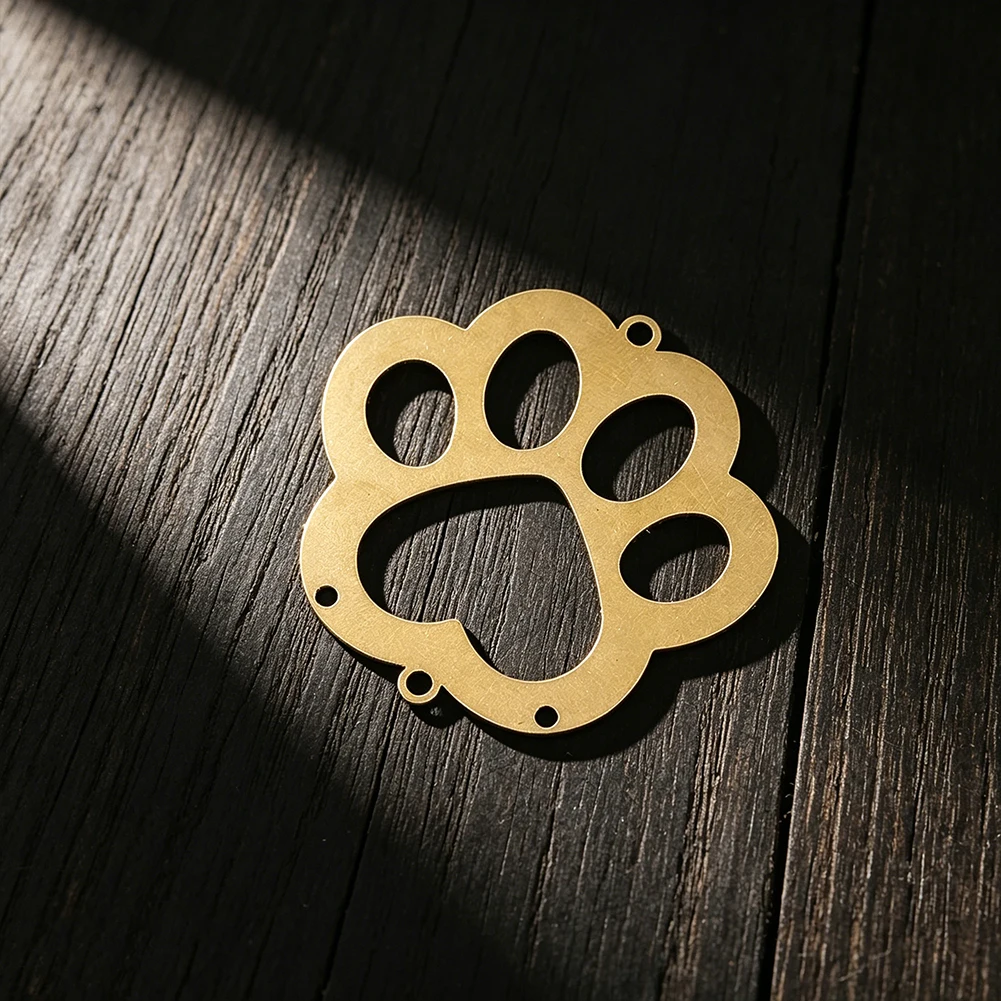 Vintage Brass Dog Paw Print Charm Pendant Multi-hole Design for DIY Jewelry Necklace Bracelet Keychain Christmas Ornament Gift