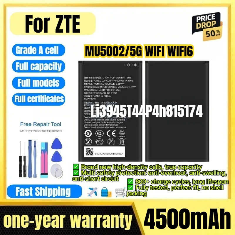 Li3945T44P4h815174 for ZTE MU5002/5G WIFI WIFI6  Battery 0 Cycle  High Capacity Battery Replacement Bateria Grade A Cell  Tools