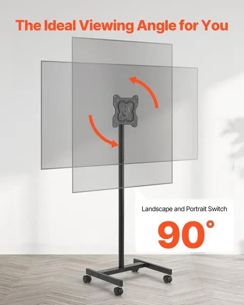 Supporto TV con rotelle per schermi da 17-55 pollici, portatile con ruote, può contenere 44 libbre, VESA 200x200 mm