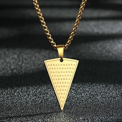 Chandler Stainless Steel Abracadabra Pendant Abraxas Cabalistic Magic Occult Esoteric Amulet Gold Plated Necklace for Men Women
