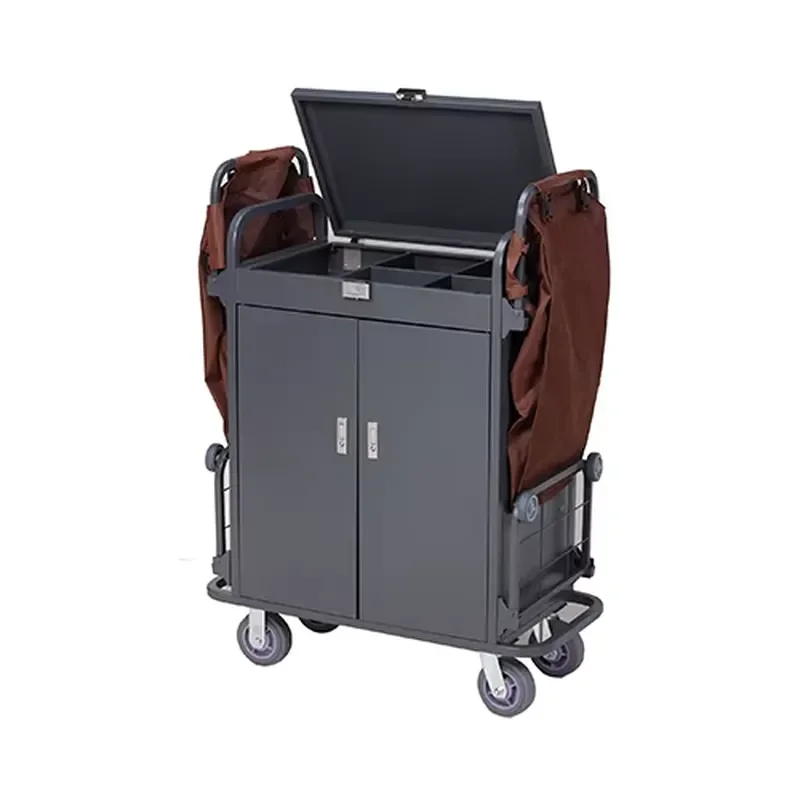 Steel Hotel Room Service Trolley Housekeeping Maid Cart for Guest Room Cleaning Durable Wholesale