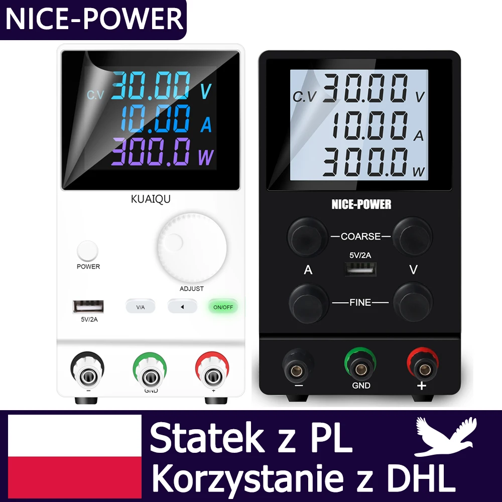 NICE-POWER Lab Power Supply, Adjustable Switching Regulated Power Supply with Encoder, Upgraded 4-Digits LED Color Display