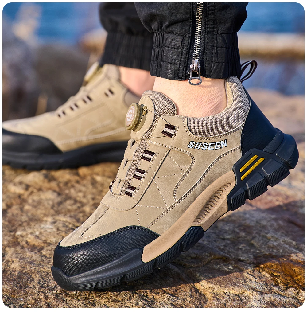

Construction lightweight Safety Shoes Rotating Button Industrial Steel Toe Work Boots Anti-smash Anti-puncture Safety Sneakers