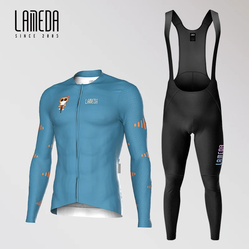 Lameda Cycling Jersey Suit Spring Autumn Long Sleeve Quick Drying Professional Men's Cycling Clothing Bicycle Top