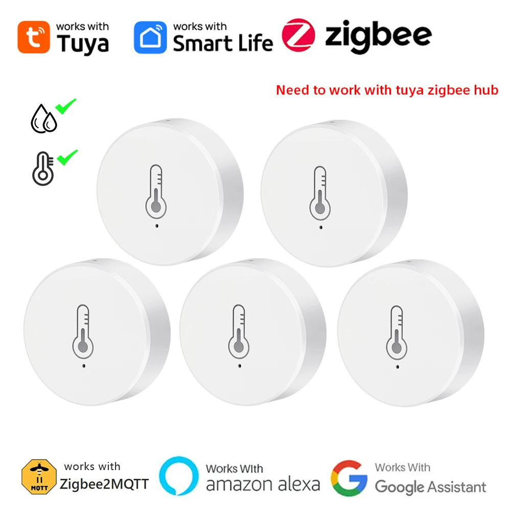 

Tuya Smart Zigbee Temperature Humidity Sensor Indoor Thermometer APP Remote Monitor Hygrometer Works with Alexa Google Assistant