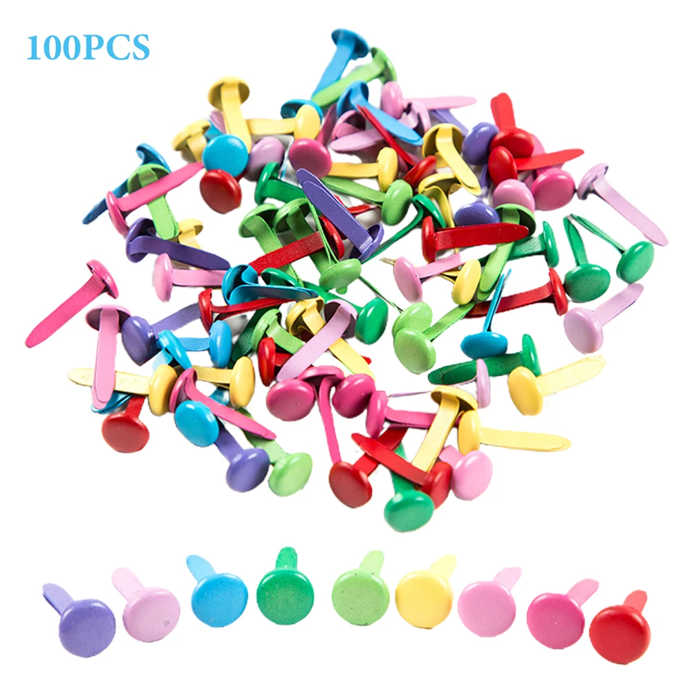 100pcs Stamping For Paper Crafts DIY Decorative Alloy Colorful Multifunctional Scrapbooking Mini Home Office Split Pin
