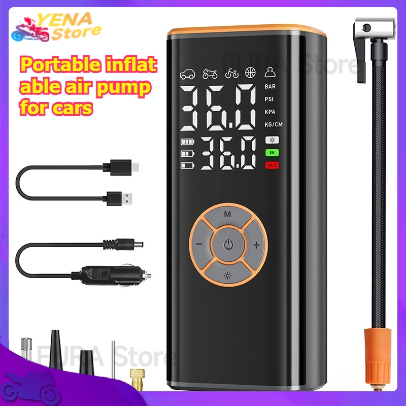 

Portable tire inflator,portable air compressor,portable inflation pump for cars, with digital pressure gauge for quick inflation
