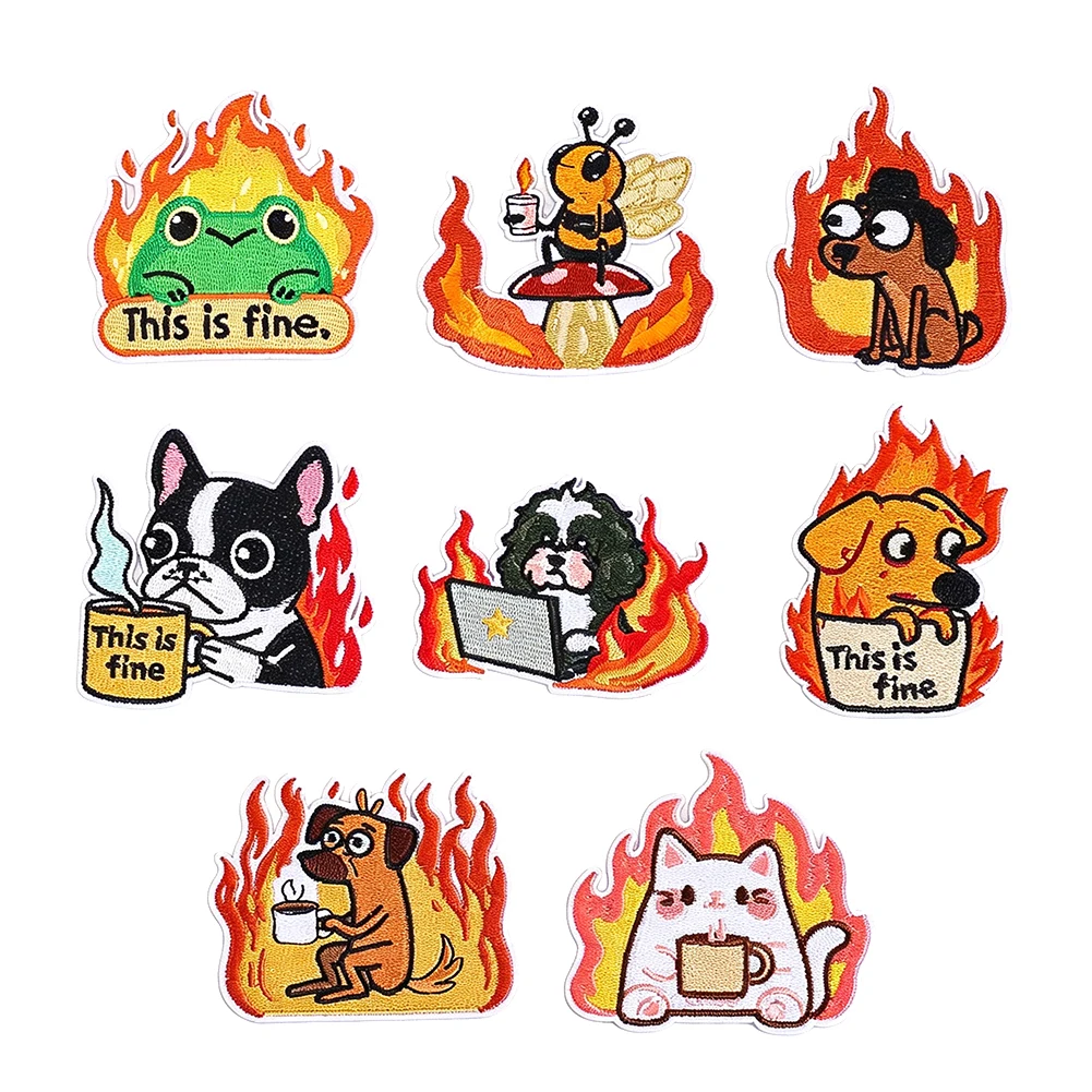 8pcs Cute Angry Animal Fabric Patches Fun Fabric Patches Perfect for Mending Clothes DIY Projects and Making Jackets and Hats