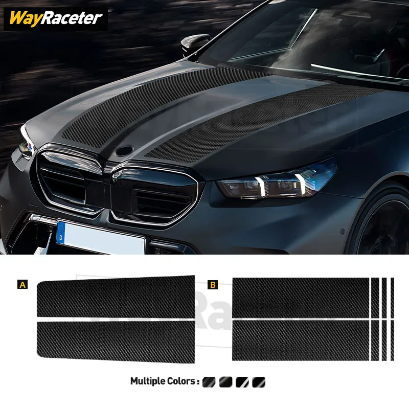 

2 Pcs/Set Car Engine Cover Carbon Fiber Vinyl Decal Bonnet Stripes Sticker For BMW M5 G99 Touring G90 M Perfoormance 2025 2026