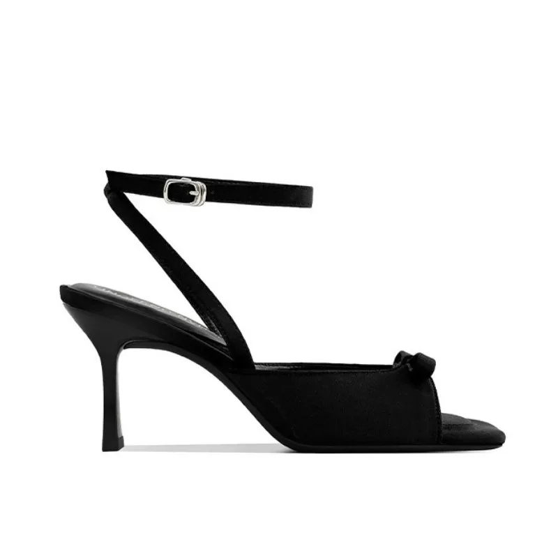 Women's Summer Sandals French Sandals with Skirt Temperament Bow Women's Shoes Silver High Heels Summer - view 2