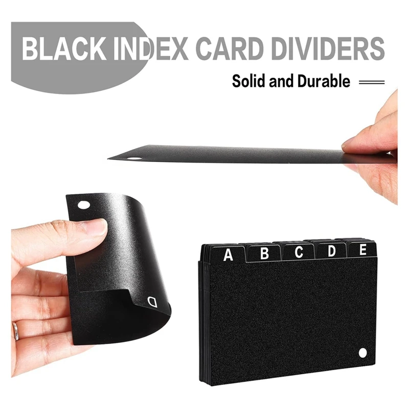 62 Pieces Black Index Card Dividers 3X5, Alphabetical Tabbed Index Card Dividers With Ring Index Card Organizer Durable