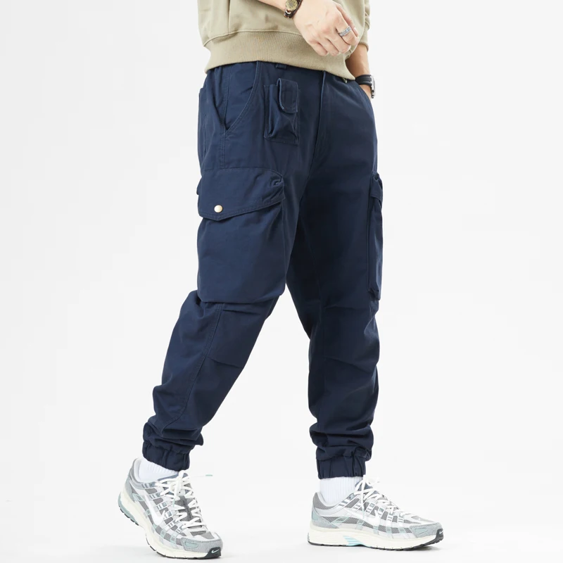 KSTUN 2026 Men's Cargo Harem Pants Elastic Waist Loose Tapered Jogger Pants Outdoor Pure Cotton Casual Trousers Multiple Colors