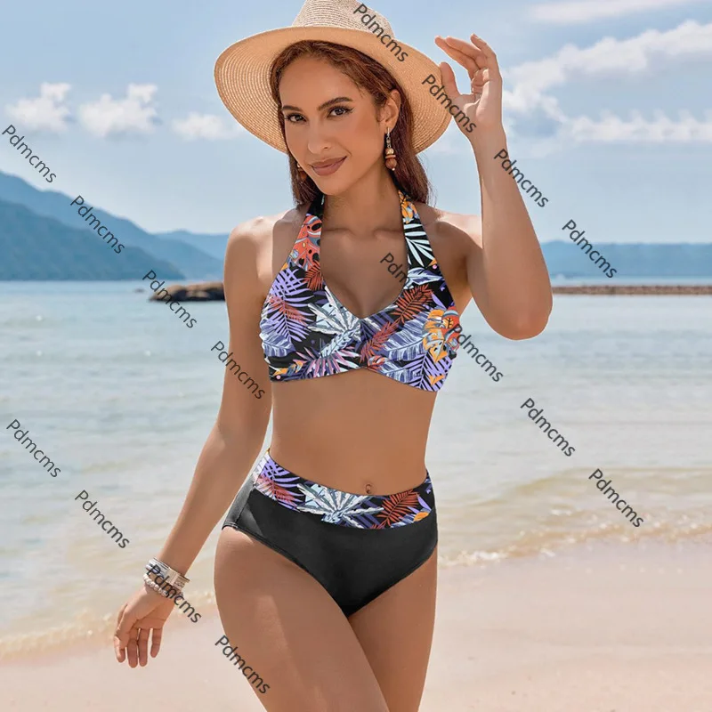 

2025 новый европейский и американский модный купальник с принтом, женский сексуальный бикини для отдыха, пляжный купальник с горячими источниками