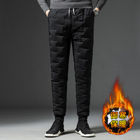 Autumn Winter Thick Warm Cotton Cargo Pants For Men Drawstring Waterproof Sweatpants Jogging