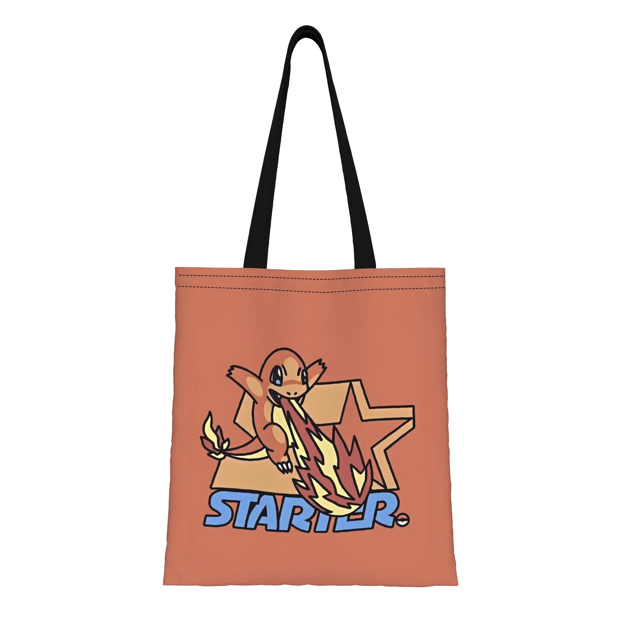 

Charmander Starter Pokemon Pokemon Canvas Tote Bag Perfect for Travel Women's Top-Handle Bags