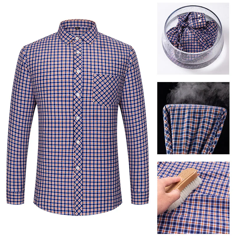 100% Pure Cotton Men's Long Sleeved Check Pattern Shirts High-quality Business Casual Slim Fashion Breathable Plaid Male Blouses