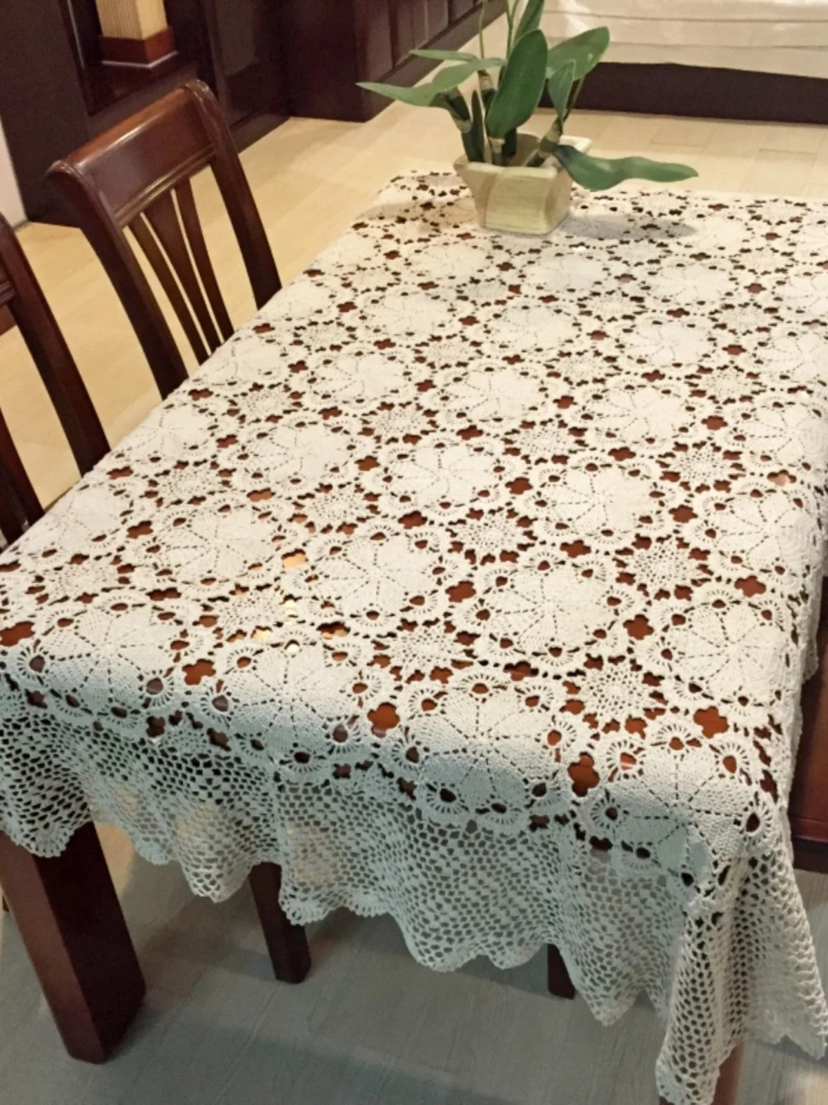 

Романтическая снежная скатерть ручной работы крючком для чайного столика, занавеска для стола в американском, японском, деревенском, скандинавском, стиле Ваби-Саби