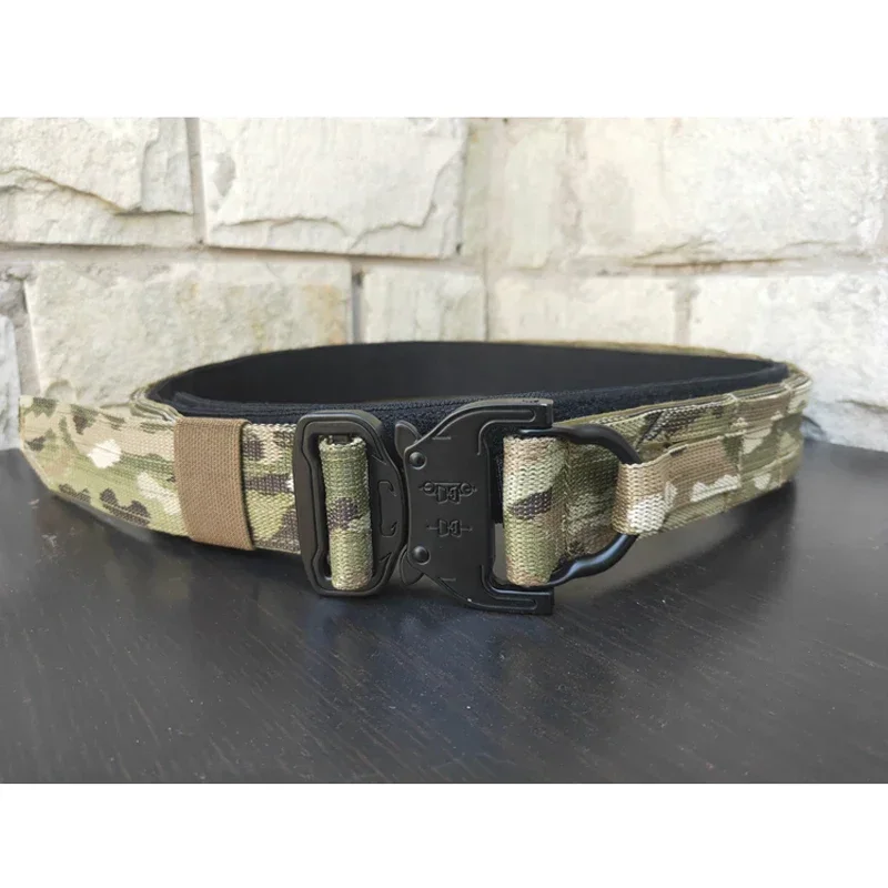 

Tactical Molle Belt Airsoft Camo Battle Belt Gear Combat Quick Release Metal Buckle Double Layer Waist Belt 1.5 Inch