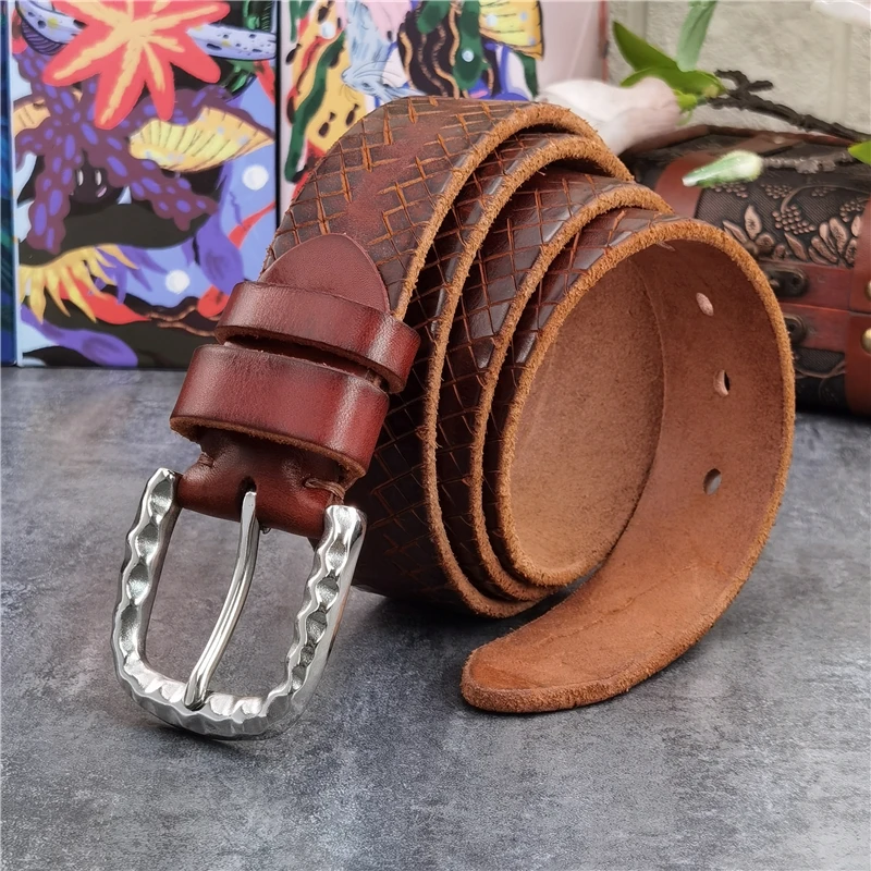 

Stainless Steel Belt Buckle Men Belt Leather Luxury Designer Belt Fashion Carving Leather Belts For Men Ceinture Male SBT0020