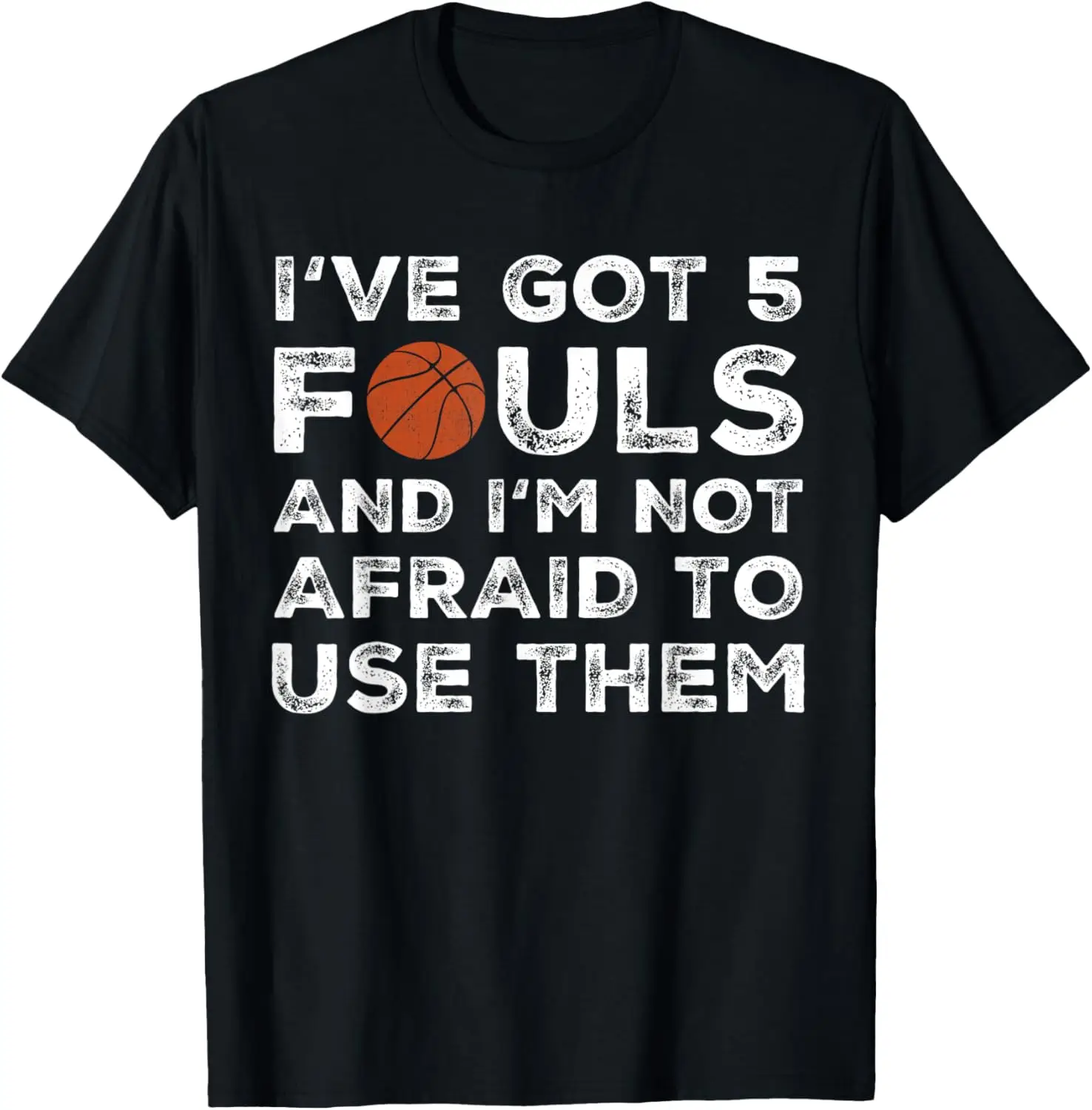 Funny Basketball Player - Hoops 5 Fouls T-Shirt Print on Demand Mens Clothing Tops Graphic T Shirts Vintage T Shirt Camisas