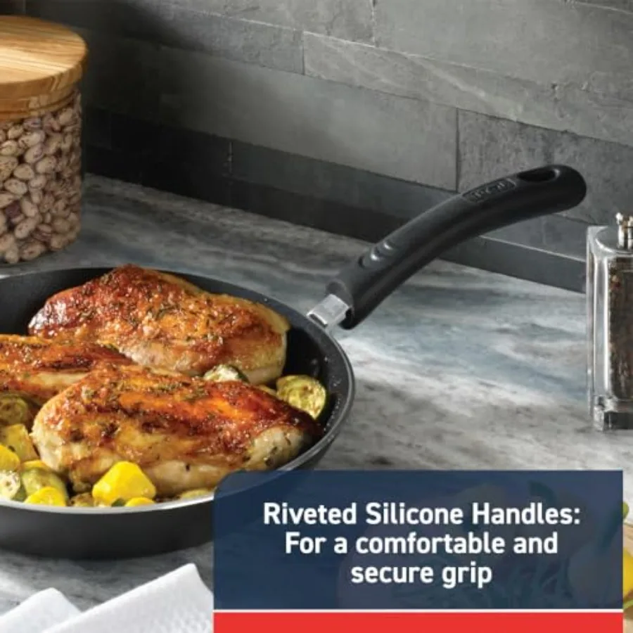 Experience Non Stick Fry Pan Set 3 Piece 8 10.25 12 Inch Induction Oven Broiler Safe 400F Cookware Kitchen Cooking Set Pots and